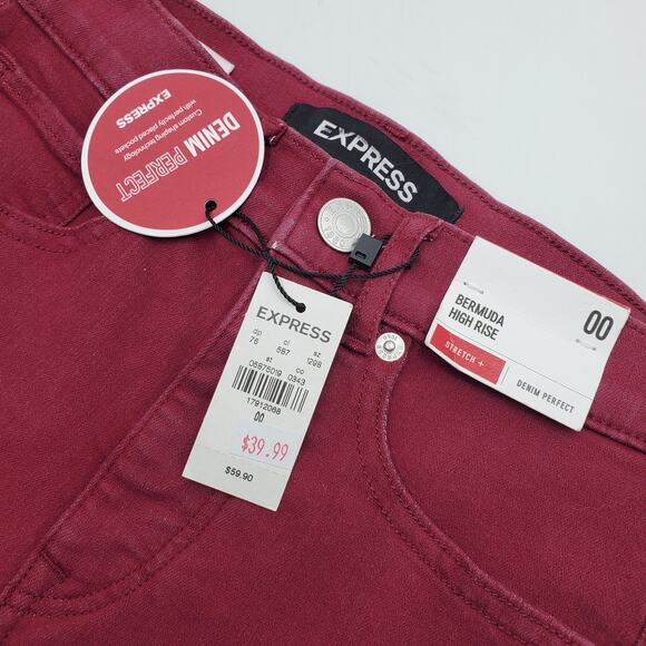 Express Bermuda High Rise Short in Burgundy Size 00 - Picture 6 of 6